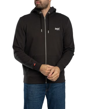 Superdry Essential Logo-Kapuzenpullover Mit Reißverschluss, Schwarz