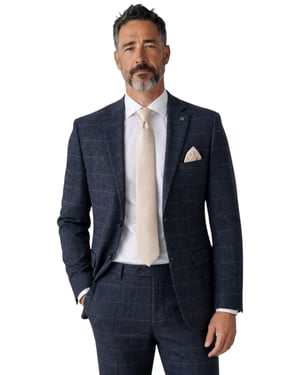 Herren-Blazer aus marineblauem Tweed mit Fischgrätmuster und Karomuster - Harris
