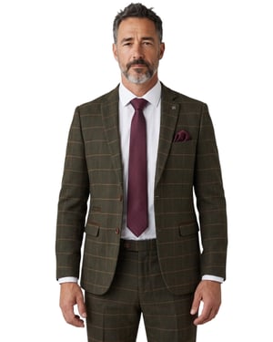 Grüner Tweed-Blazer für Herren mit Fischgrätmuster und Karomuster - Harris