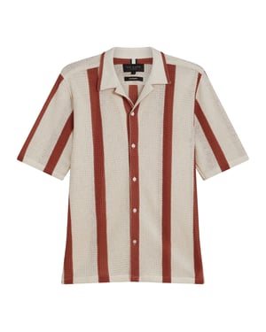 Ted Baker Niks Stripe Häkel-oversize-hemd In Taupe