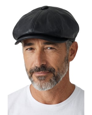 Schwarzer Herren-Bäckerhut im Vintage-Stil aus Kunstleder, 8-teilig, Gatsby-Stil - MHT-1
