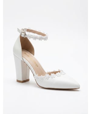 Alisa Blockabsatz Braut Spitzer Zehenbereich Pumps