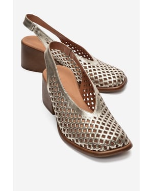 Monvera Blockabsatz Leder Slingback Sandale