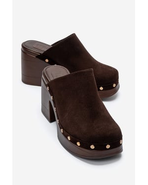 Bellune Leder-Sandale mit Blockabsatz und Plateausohle