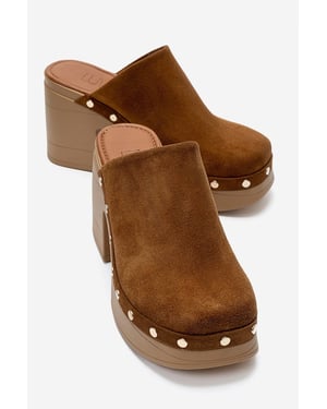 Bellune Leder-Sandale mit Blockabsatz und Plateausohle