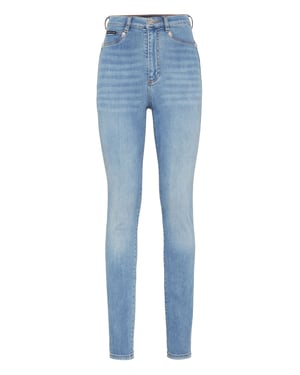 Philipp Plein Super High Waist Jeggings "Skull" - Hellblau