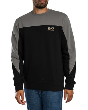 EA7 Zweifarbiges Sweatshirt, Schwarz