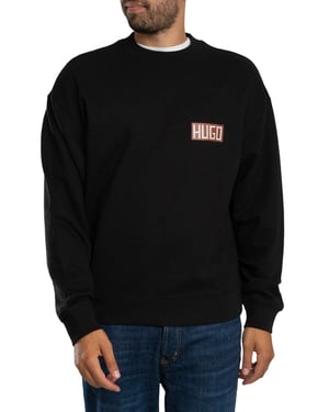 HUGO Durec Sweatshirt Mit Rückengrafik, Schwarz