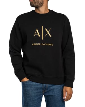 Armani Exchange Sweatshirt Mit Logo-Grafik, Schwarz