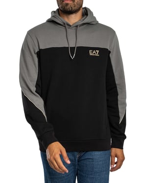 EA7 Zweifarbiger Pullover-Hoodie, Grau