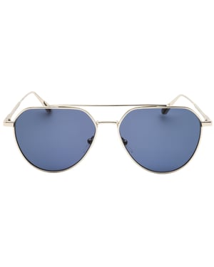 Calvin Klein Sonnenbrille mit silbernem Rahmen und blauen Gläsern - Blau
