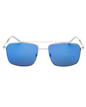 Nike Traveler Strike Sonnenbrille Mit Blauen Verspiegelten Gläsern, Silberfarben