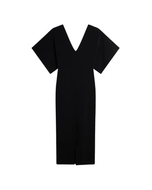 Ted Baker Rebecca Strickkleid In Schwarz Mit V-ausschnitt, Midi-länge