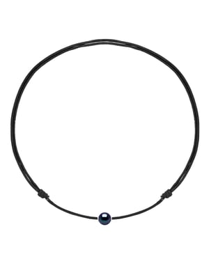 Halskette Echte Süßwasser-Zuchtperle rund 10-11 mm SCHWARZ — 925er Silber — 50 cm — Herren