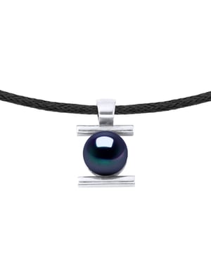 Halskette Echte Süßwasserperle rund 9-10 mm — 925er Silber rhodiniert — 50 cm — Herren