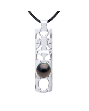 Halskette Echte Tahiti-Zuchtperle geringelt 8-9 mm — 925er Silber rhodiniert — 50 cm — Herren