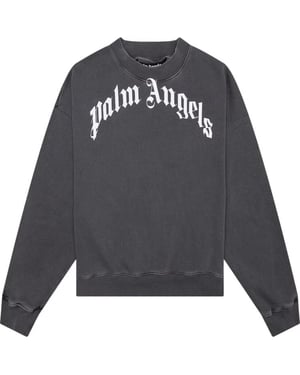 Palm Angels GD Curved Logo Gewaschener Pullover Schwarz