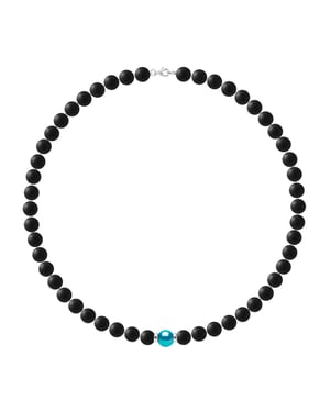 Halskette Echte Süßwasser-Zuchtperle rund 9-10 mm — 925er Silber — 45 cm — Herren