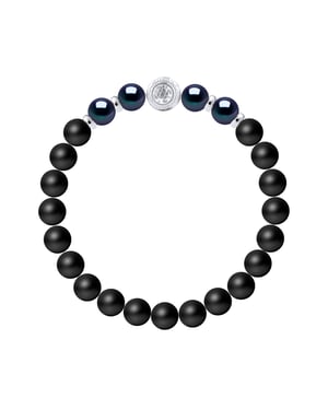 Armband Echte Süßwasserperlen halbrund 8-9 mm — 925er Silber — 22 cm — Herren