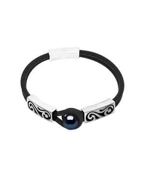 Armband Echte Süßwasser-Zuchtperle 9-10 mm — 925er Silber — 21 cm — Herren