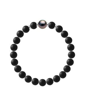 Armband Echte Tahiti-Zuchtperle rund 10-11 mm — 925er Silber — 19 cm — Herren
