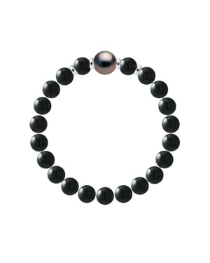 Armband Echte Tahiti-Zuchtperle rund 10-11 mm ONYX — 925er Silber — 21 cm — Herren