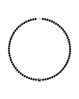 Halskette Echte Tahiti-Zuchtperle rund 10 mm — 925er Silber — 55 cm — Herren