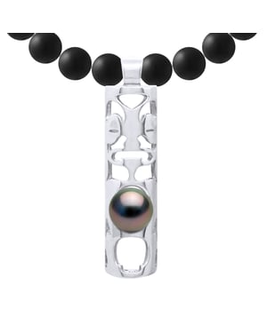 Halskette Tahiti-Zuchtperlen rund 8-9 mm — 925er Silber — 55 cm — Herren