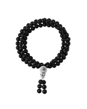 Armband SCHWARZER ACHAT — 925er Silber rhodiniert — 70 cm — Herren