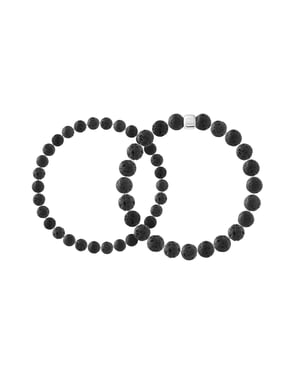 Set aus 2 Armbändern LAVASTEIN — 925er Silber rhodiniert — 22 cm — Herren