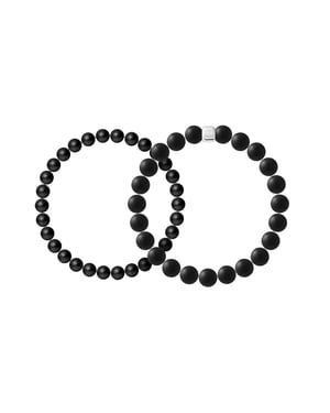 Set aus 2 Armbändern SCHWARZER ACHAT — 925er Silber rhodiniert — 22 cm — Herren