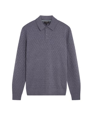 Ted Baker Morar T Stitch Strick-poloshirt In Mittelblau