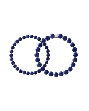 Set aus 2 Armbändern LAPISLAZULI — 925er Silber rhodiniert — 19 cm — Herren