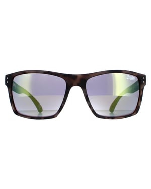 Superdry Sonnenbrille Kobe SDS 122 Matt gummiert Schildpatt Grau Gelb Flash Mirror