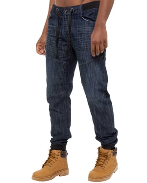 Enzo| Herren-Jogger-Jeans aus Denim mit Bündchen - Dunkelblau