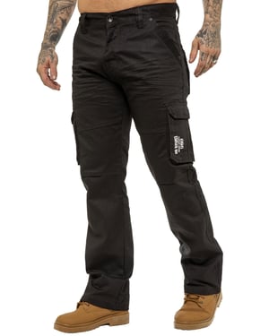 Enzo | Herren Cargo Combat Jeans - Schwarz