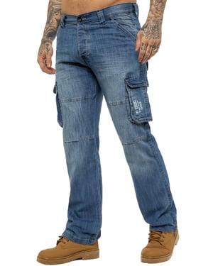 Enzo | Herren Cargo Combat Jeans - Blau