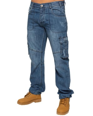 Enzo | Herren Combat Denim Jeans - Blau
