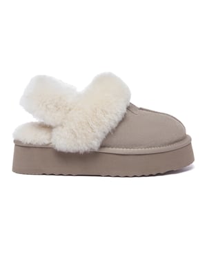 EVER AU Damen Leder Hausschuhe Mit Zwei Abnehmbaren Riemen - Fantail