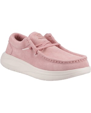HEYDUDE Wendy COMF Wildleder Leder Damen Mokassins Schuhe in Rosarot/Flüster-Rosa