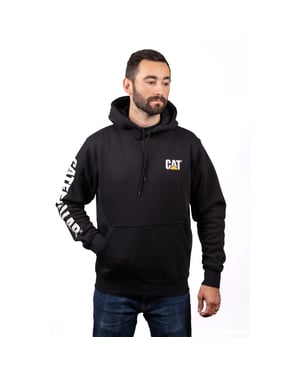 Caterpillar Markenbanner Baumwolle Herren Schwarzes Kapuzen-Sweatshirt
