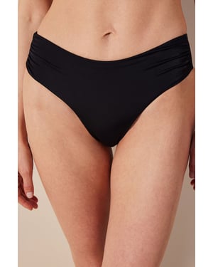 Hochtaillierte Rüschenslip-Bikinihosen
