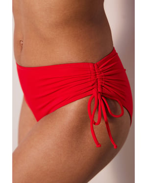 Penti Hoch taillierte Hipster-Bikinihose mit Rüschendetail - Rot