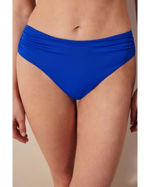 Hochtaillierte Raffung-Bikini-Hosen