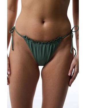 Hüftbikini mit Bindebändern und Rüsche