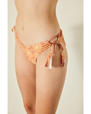 Paisley Low-Rise Hipster-Bikinihose