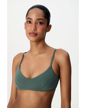 Unifarbenes Bralette-Bikini-Oberteil mit verstellbaren Trägern