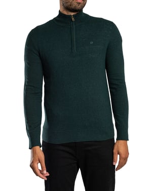Superdry Ess LW Wollmischung 1/2 Reißverschluss Strickpullover, Grün
