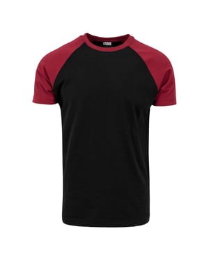 Urban Classics - T-Shirt für Herren Raglanärmel (Schwarz/Burgunderrot)