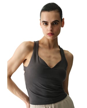 Ärmelloses V-Ausschnitt Rückenfreies String-Bodysuit